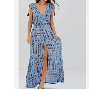 Tigerlily Blue Geometric Maxi Dress.